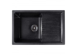 Chiuveta compozit dreptunghiulara neagra cu picurator 750x495mm
